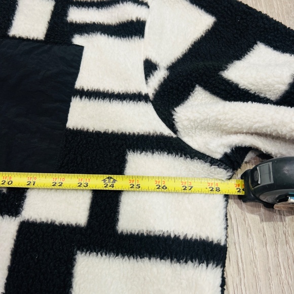 Men's Faux Sherpa fleece Sherling Trucker Jacket geometric streetwear Y2K 2XL - Picture 16 of 16